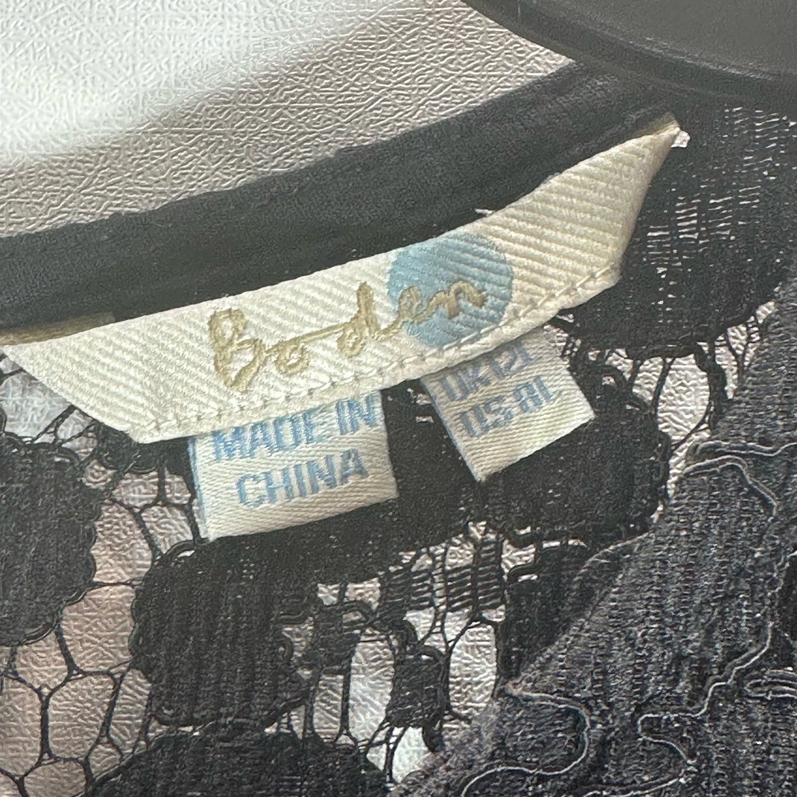 BODEN Women's Black Selena Long Lace Sleeve Fit & Flare Knee-Length Dress SZ 8L