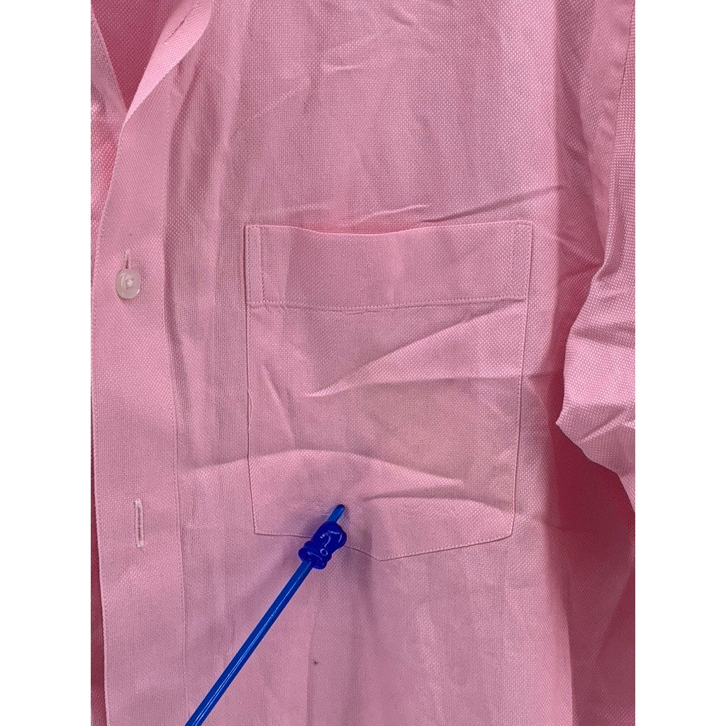 UNBRANDED Men's Pink Button-Up Long Sleeve Regular Fit Shirt SZ M
