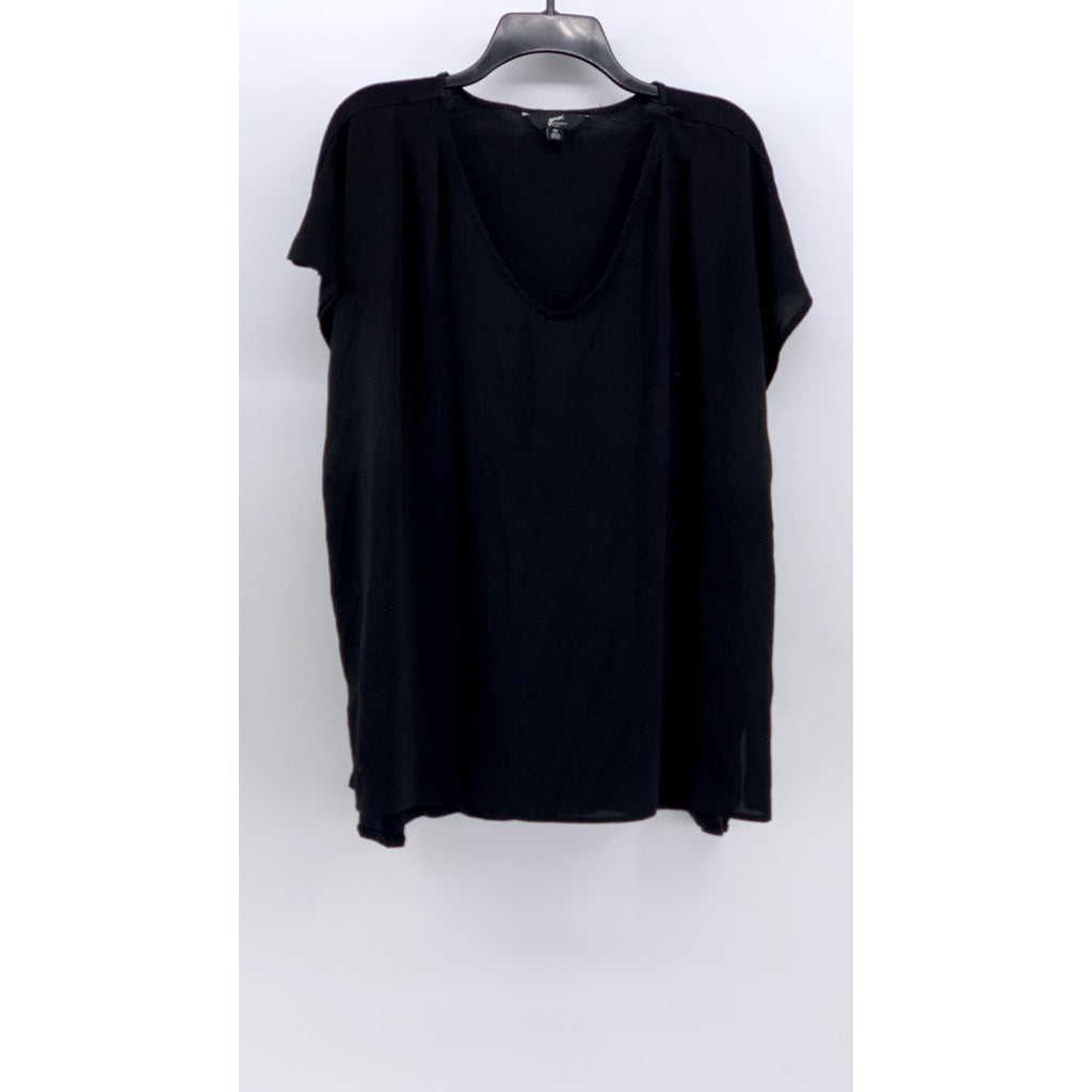 GNU Women's Plus Black V-Neck Short Sleeve Top SZ 2X