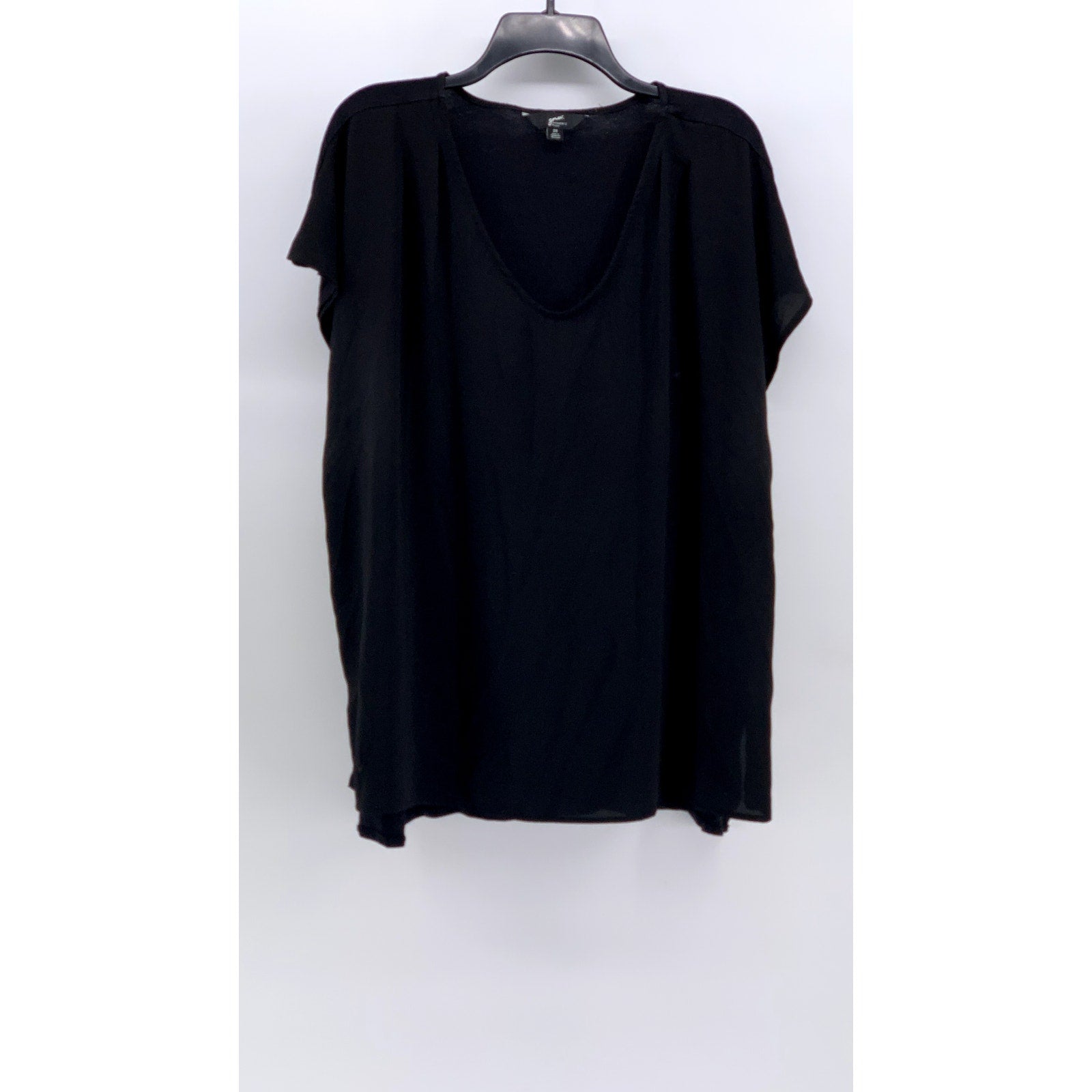 GNU Women's Plus Black V-Neck Short Sleeve Top SZ 2X