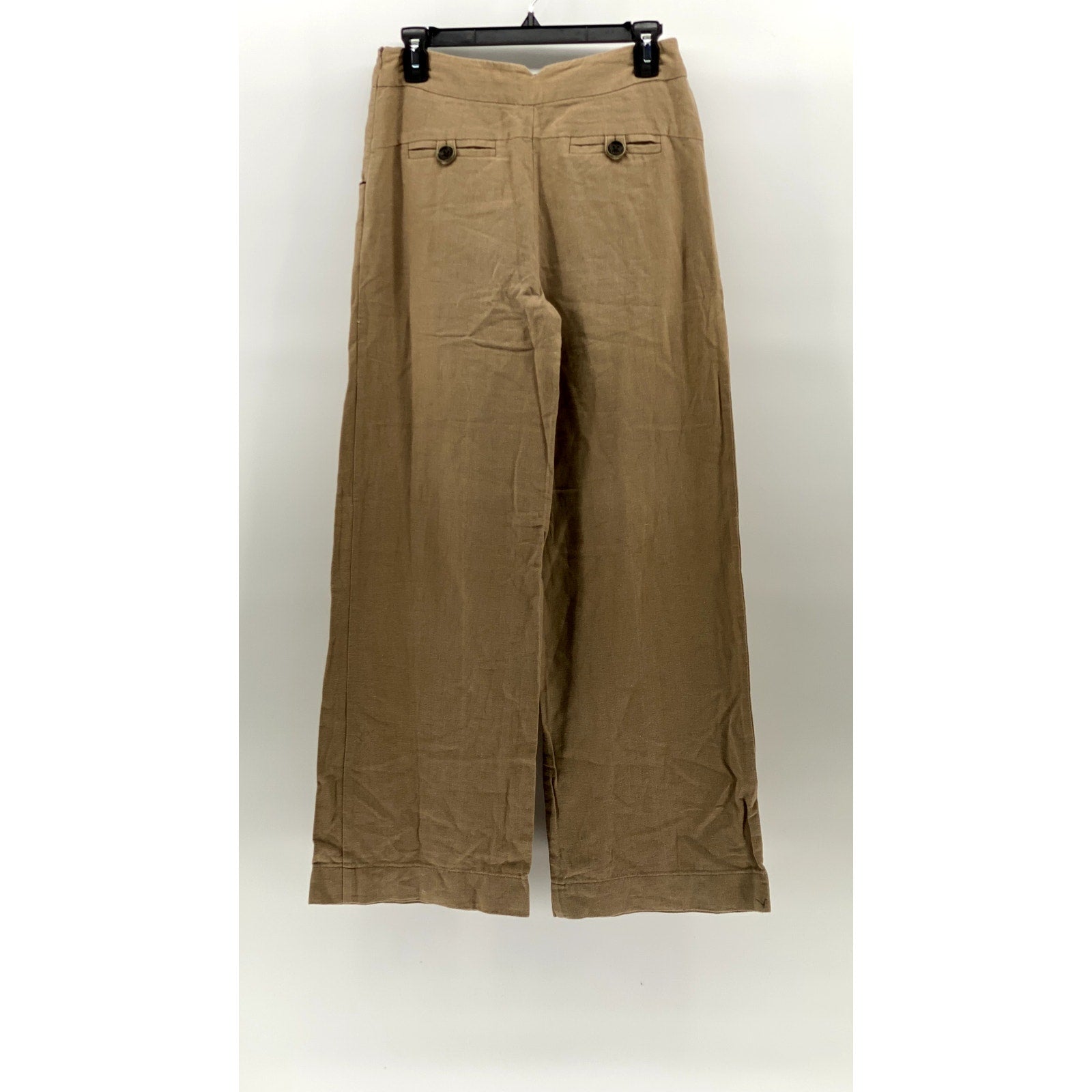 BROOKLYN INDUSTRIES Women's Tan Button-Detail Relaxed-Fit Wide-Leg Pants SZ 4