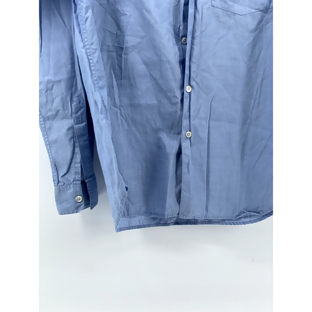 MARGARET HOWELL Men's Light Blue Solid Regular-Fit Button-Up Cotton Shirt SZ XS