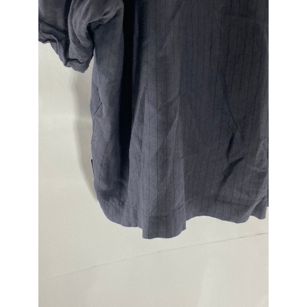 RVCA Women's Black Striped/Dot Button-Up Short Sleeve Crop Top SZ M