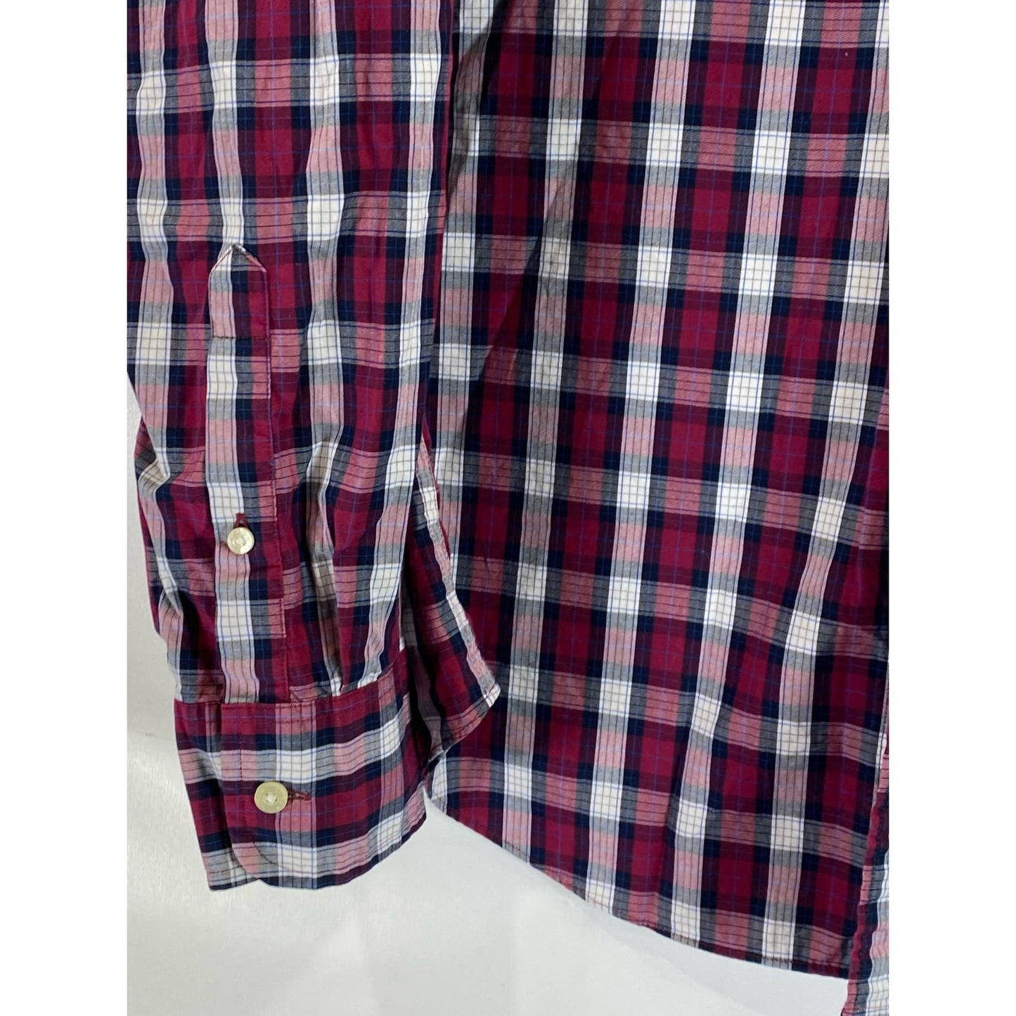 J. CREW Men's Red Checkered Washed Casual Tailored-Fit Button-Up Shirt SZ M