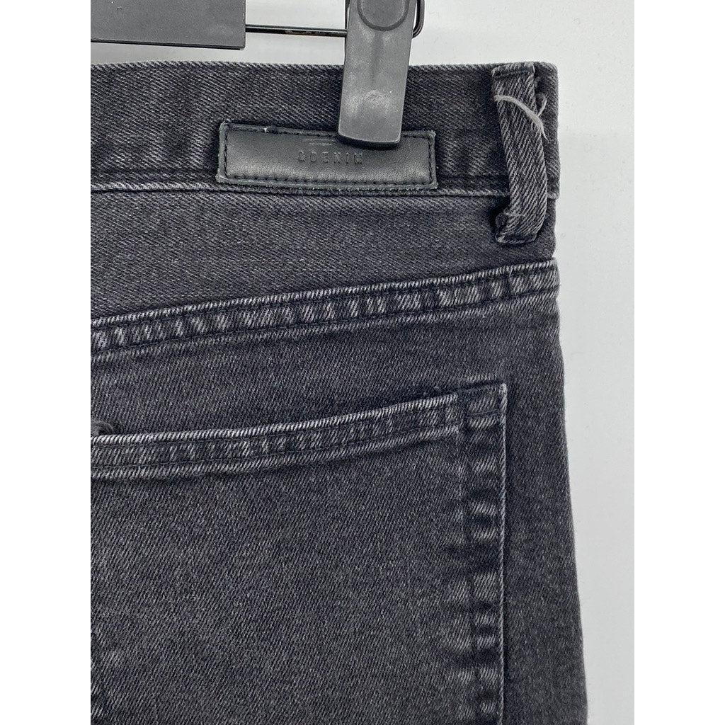 H&M Women’s Washed Black Button-Fly Distressed Slim & Denim Jeans SZ 32