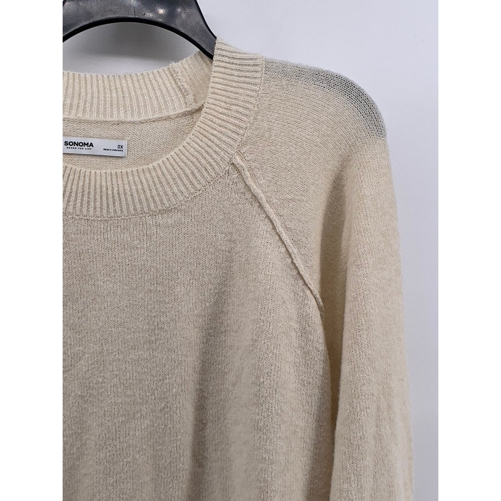SONOMA GOODS FOR LIFE Women's Plus Beige Knit Crewneck Sweater SZ 0X