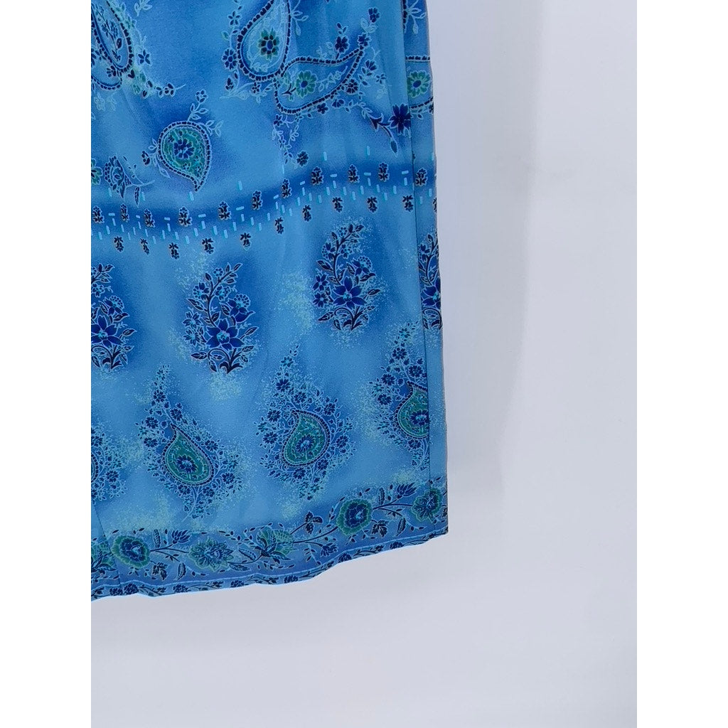 RIKKI J New York Women's Vintage Long Blue Paisley Skirt SZ L