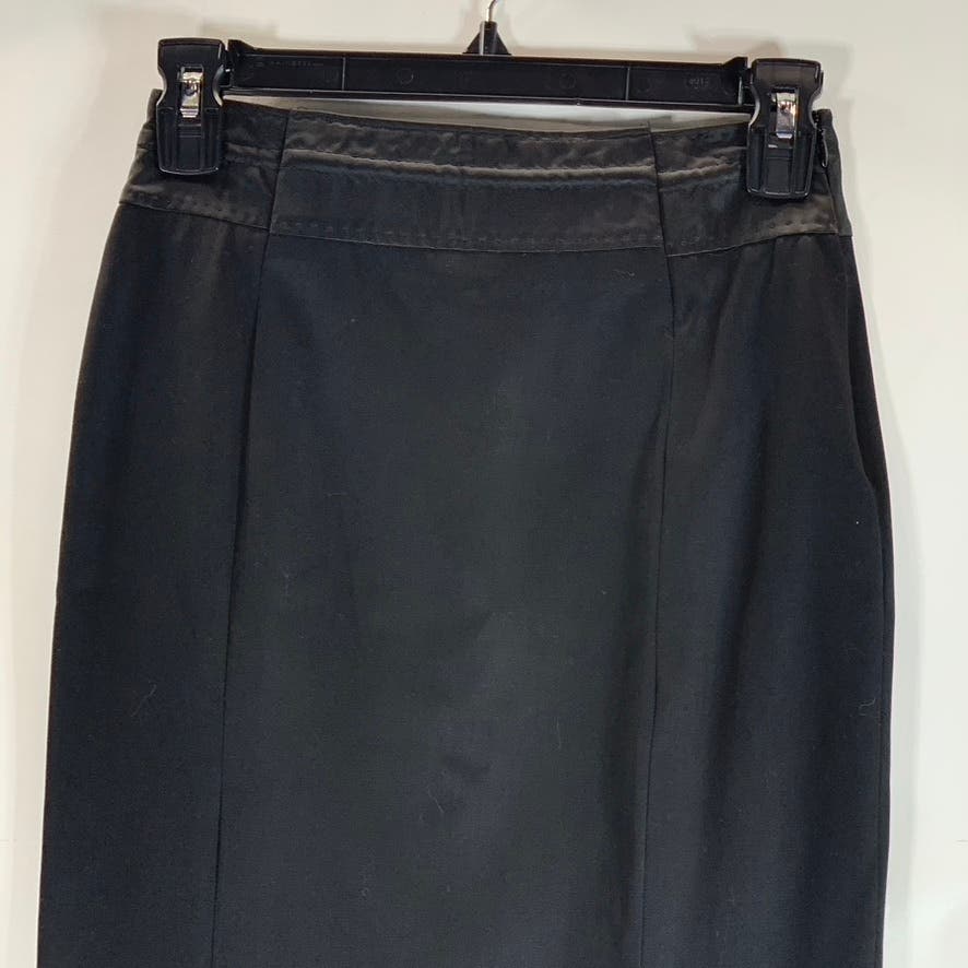 LES COPAINS Women's Black Wool Straight Midi Pencil Skirt SZ 42 IT US S