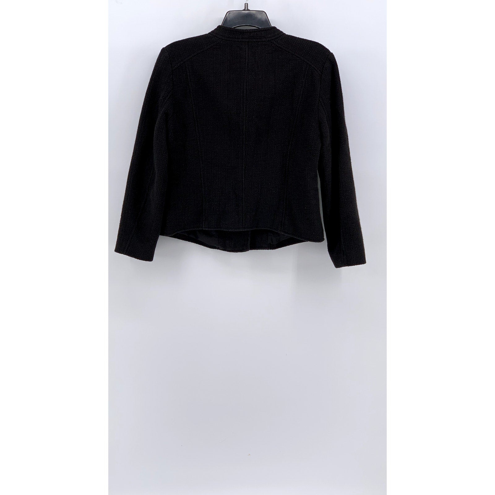 ANN TAYLOR Women's Black Side Zip-Up Collarless Moto Jacket SZ 8