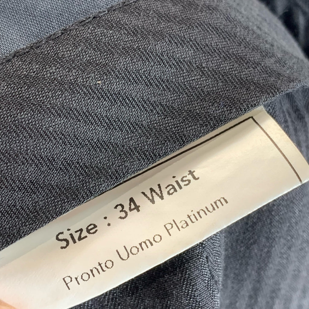 PRONTO UOMO PLATINUM Men's Solid Black Wool Flat-Front Dress Pants SZ 34