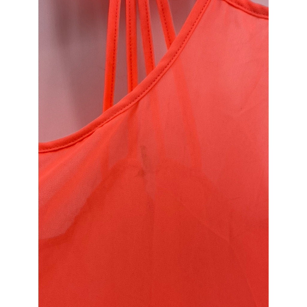 RUE 21 Women's Orange Sheer Cross-Back Bow Sheer Tank Top SZ L