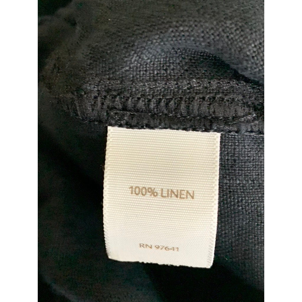 J.JILL Women's Black Solid Elastic Waist Pull-On Linen Cropped Pant SZ M