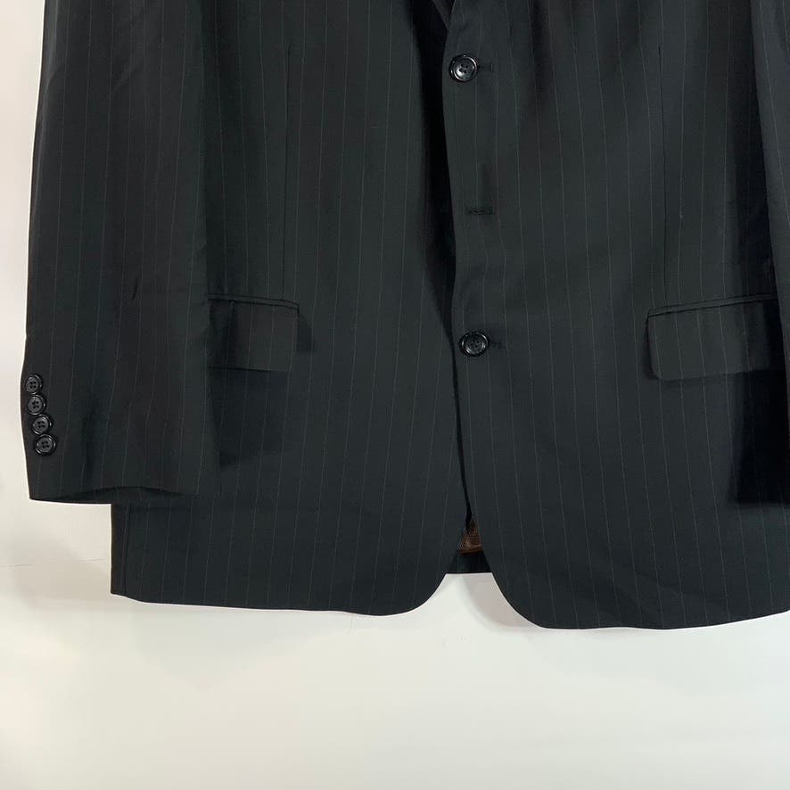 CARAVELLI Men's Black Pinstripe Three-Button Suit Jacket SZ 44S