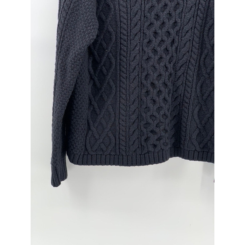 UNIQLO Women's Navy Blue Crewneck Cable Knit Long Sleeve Pullover Sweater SZ M