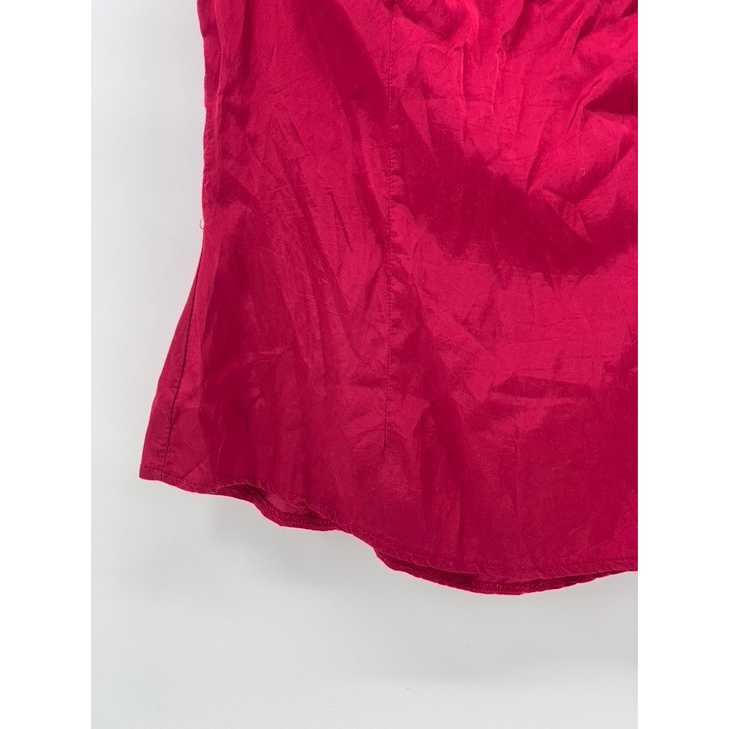 H&M Women's Pink Solid Sailor Collar Short Cap Sleeve Top SZ 8