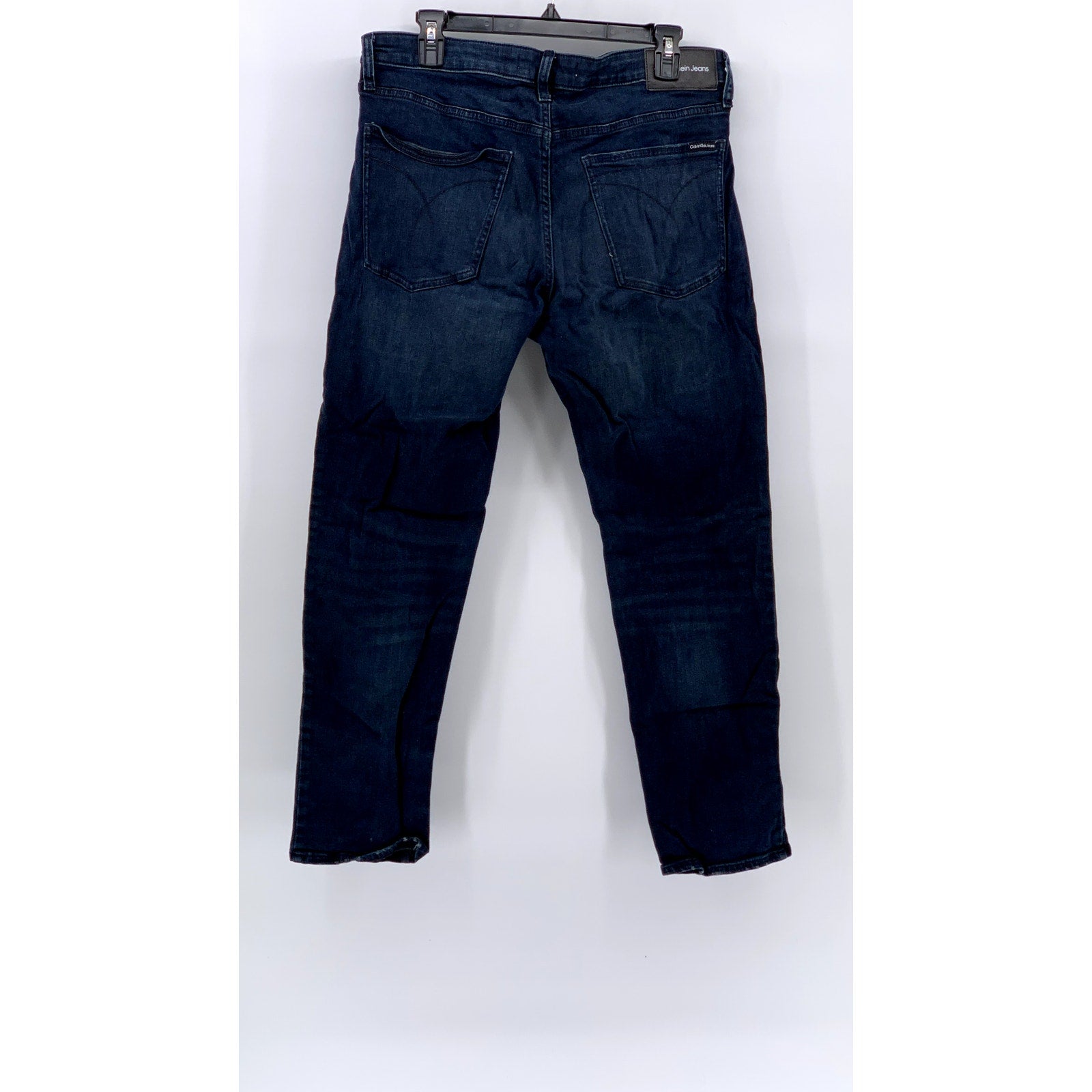 CALVIN KLEIN Men's Dark Indigo Denim Slim-Leg Five-Pocket jeans SZ 36X30