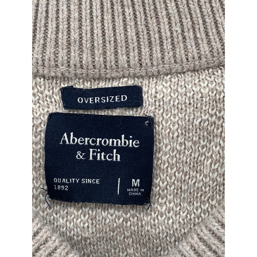 ABERCROMBIE & FITCH Women's Gray Plaid V-Neck Knit Oversized Sweater Vest SZ M