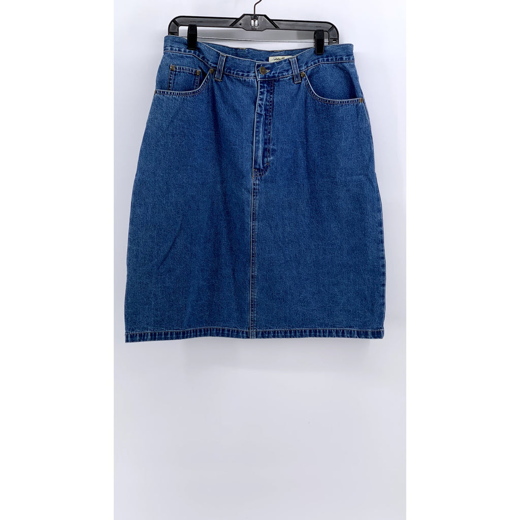 EDDIE BAUER Women's Blue Denim Vintage A-Line Cotton Skirt SZ 16