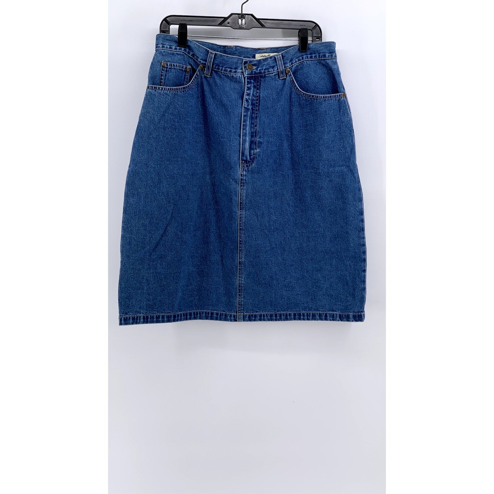 EDDIE BAUER Women's Blue Denim Vintage A-Line Cotton Skirt SZ 16