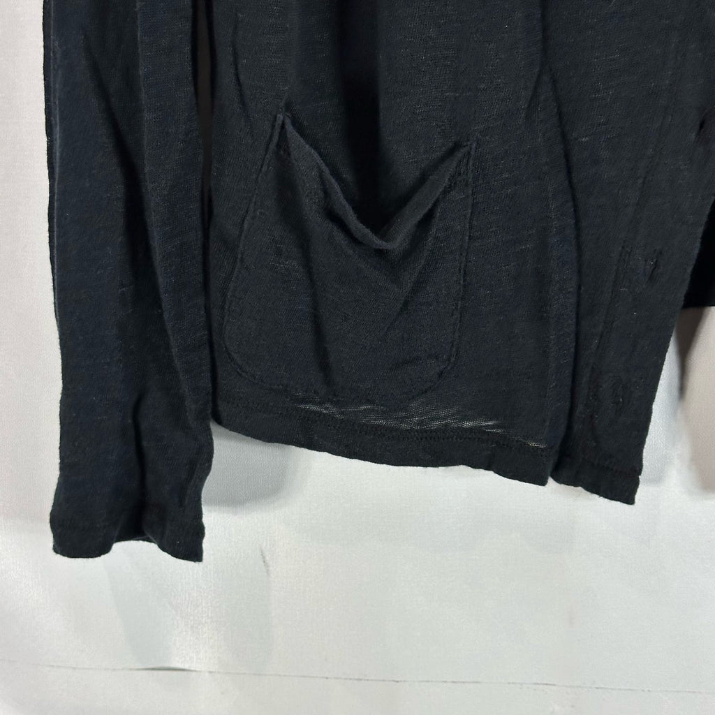 MAJESTIC FILATURES Women's Black Solid Button-Down Tie-Neck Cardigan SZ 3(USM)
