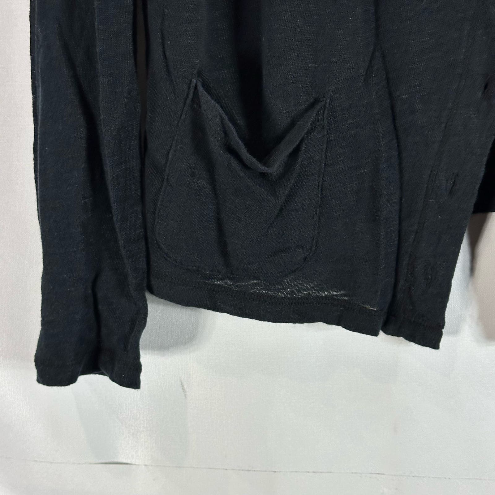 MAJESTIC FILATURES Women's Black Solid Button-Down Tie-Neck Cardigan SZ 3(USM)