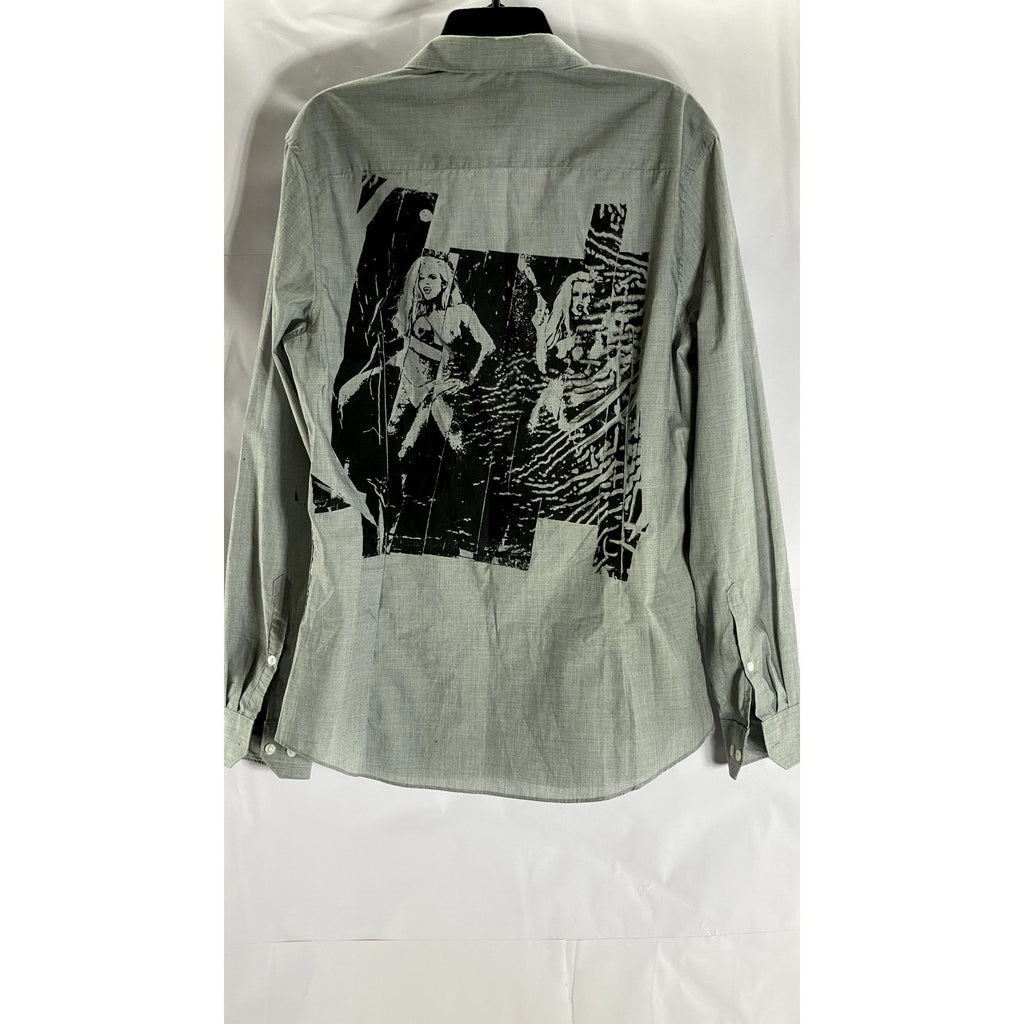 H&M Men's Gray Custom Made Slim Fit Easy Iron Button-Up Long Sleeve Shirt SZ M