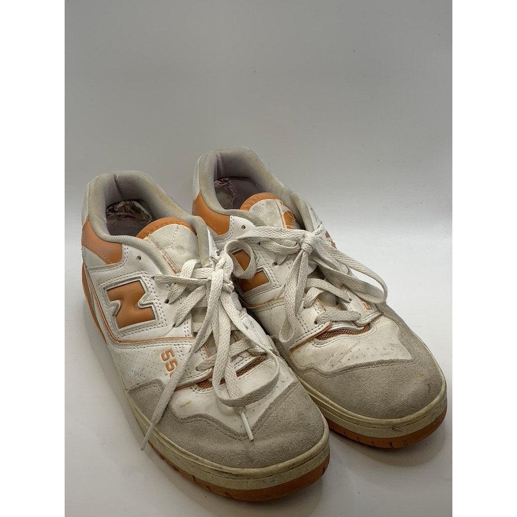 NEW BALANCE Men's White-Orange 550 Sneakers SZ 10