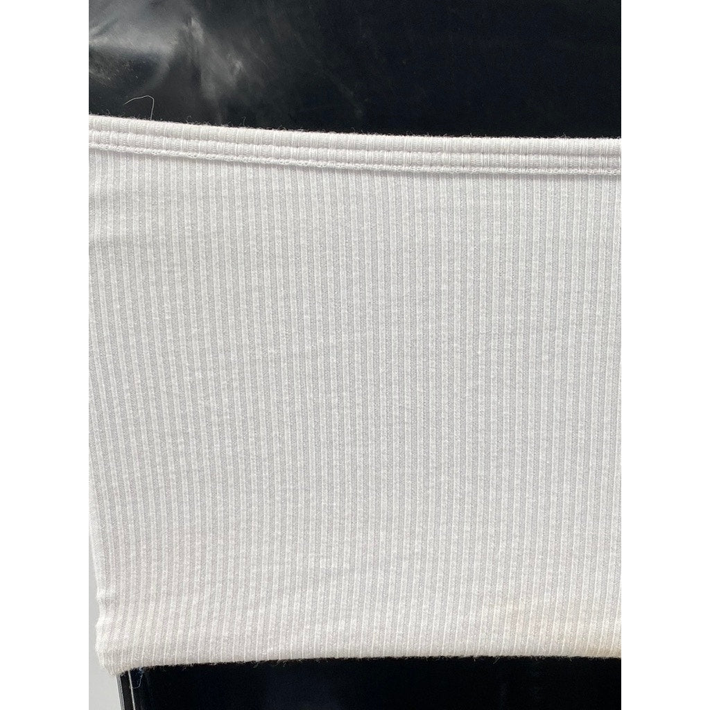 KLASSY NETWORK Women's White Ribbed Strapless Tube Top SZ 2XS