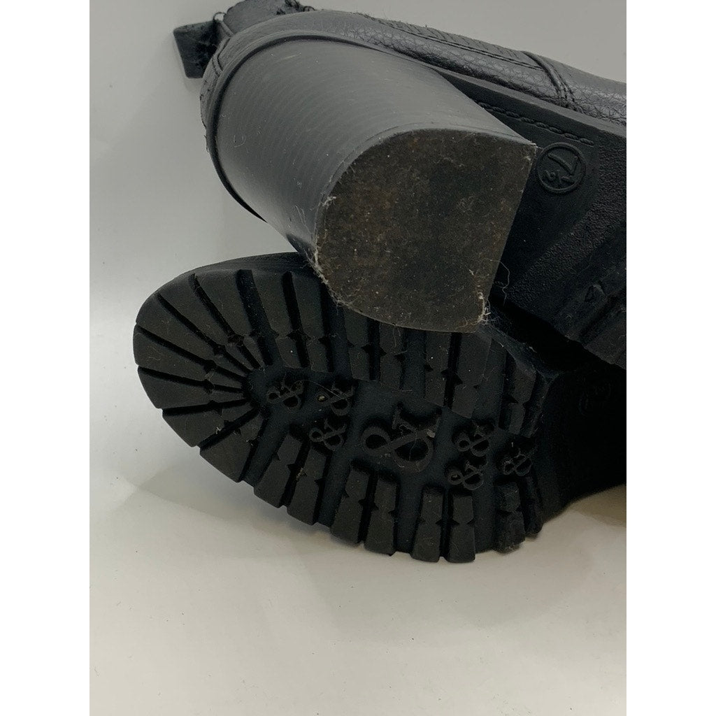 SAM & LIBBY Women's Black Faux-Leather Heeled Ankle Boots SZ 7.5
