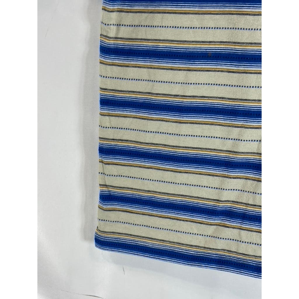 VANS Men's Blue/Beige Striped Crewneck Short Sleeve T-Shirt SZ S