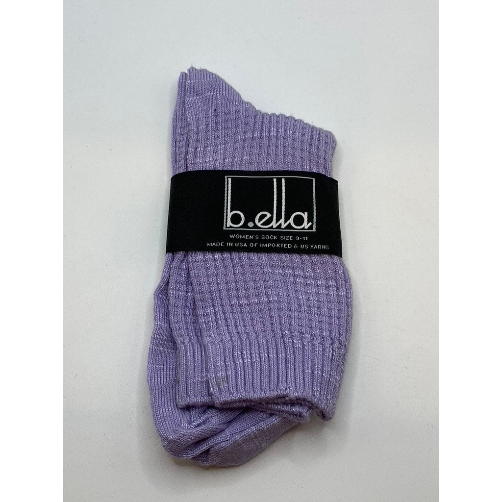 B.ELLA Women's Lilac Purple Knit Cotton-Blend Striped Mary Crew Socks SZ OS
