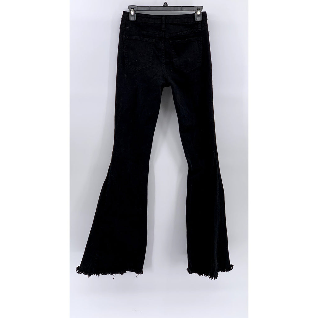 SAINTS AND HEARTS Women's Black Frayed Flare Jeans SZ M