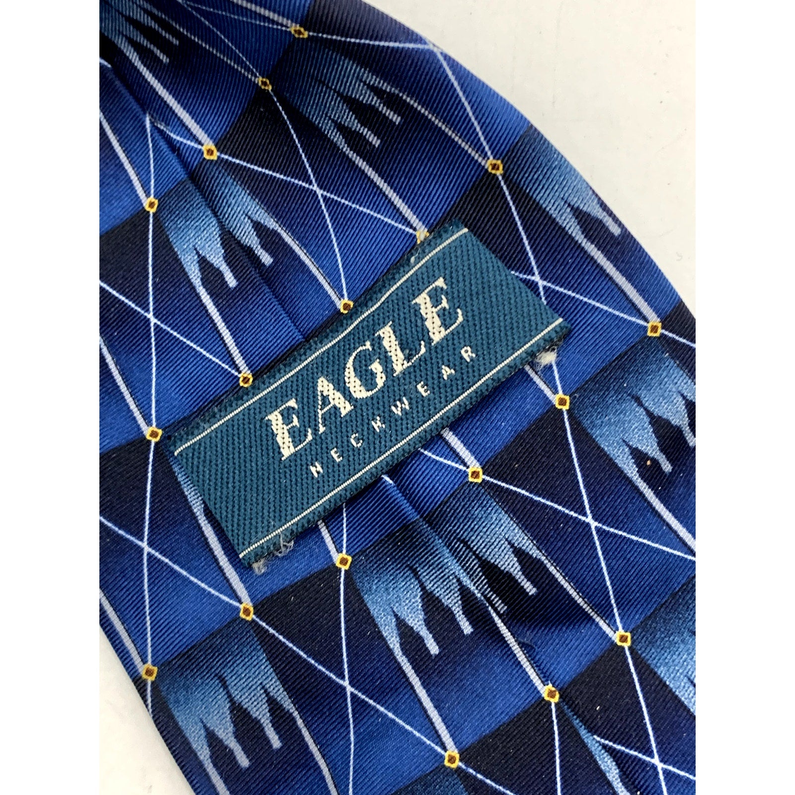 EAGLE NECKWEAR Men's Navy Blue Castle Design Abstract Regular Tie