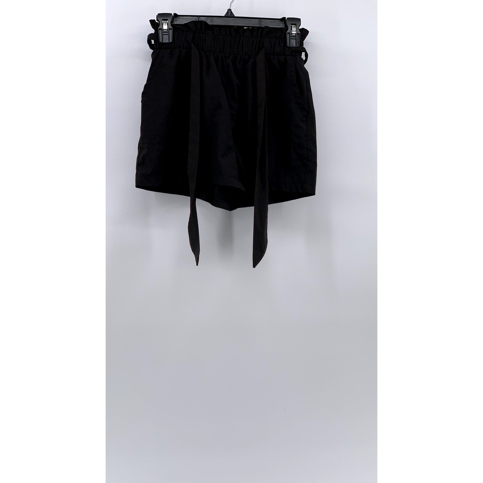 SHEIN Women's Black Solid Pull-On Relaxed Fit Paperbag Shorts SZ S