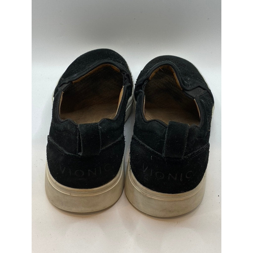VIONIC Women's Black Suede Leather Kimmie Perf Round-Toe Slip-On Shoes SZ 8