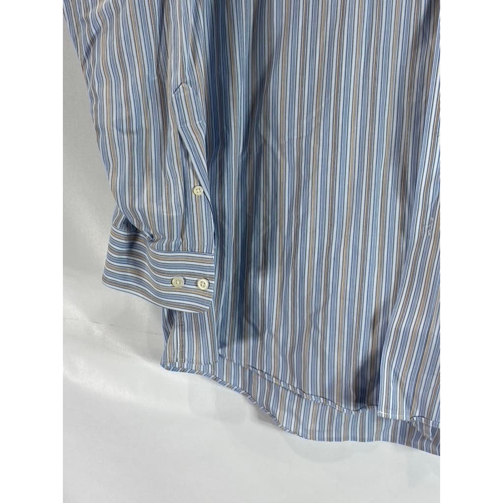 JOSEPH & FEISS INTERNATIONAL Men's Blue Striped Classic-Fit Shirt SZ 16.5 332/33