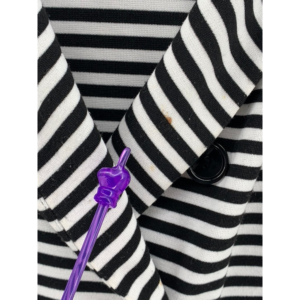 DRESSBARN Women's Black-White Striped Double Breasted Blazer SZ XL