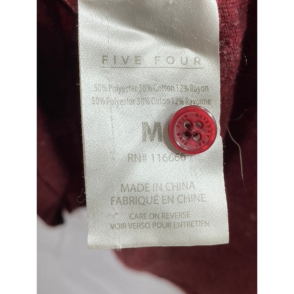 FIVE FOUR Men's Red Heather Long Sleeve Casual Henley Shirt SZ M