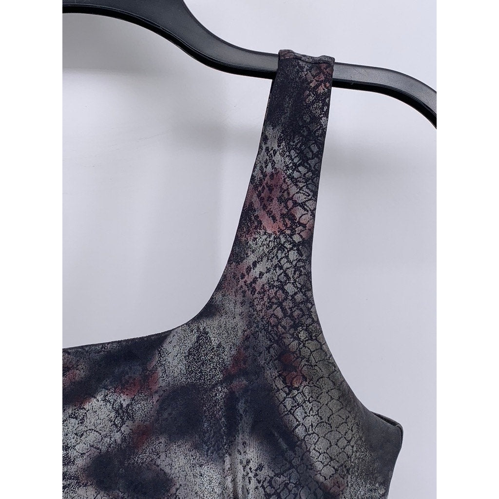 MONO B Women's Black Metallic Snake Printed Sports Bra SZ M