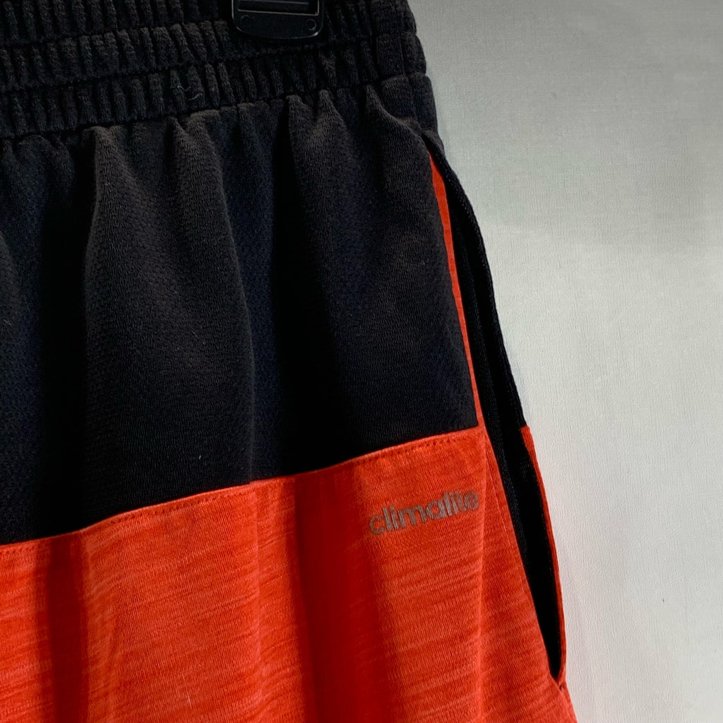 ADIDAS Men's Orange/Black Drawstring Waist Pull-On Active Shorts SZ L