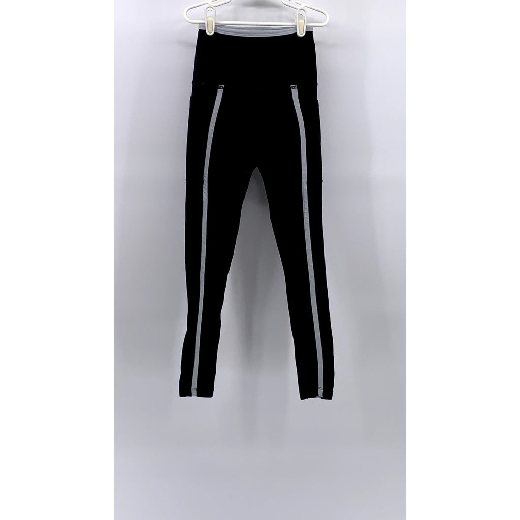 BEYOND YOGA Women's Black Striped High-Rise Ankle-Cropped Leggings SZ XS
