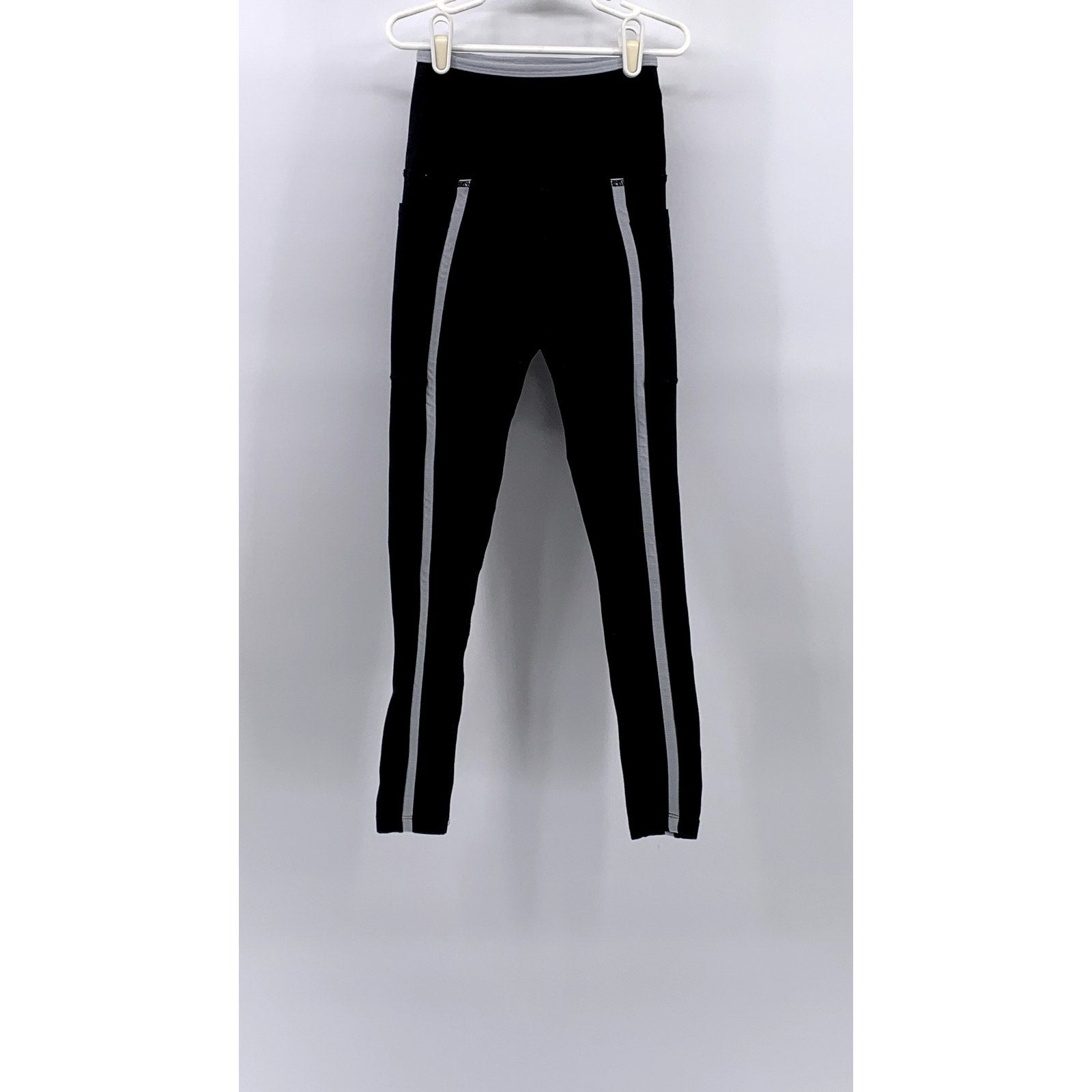 BEYOND YOGA Women's Black Striped High-Rise Ankle-Cropped Leggings SZ XS