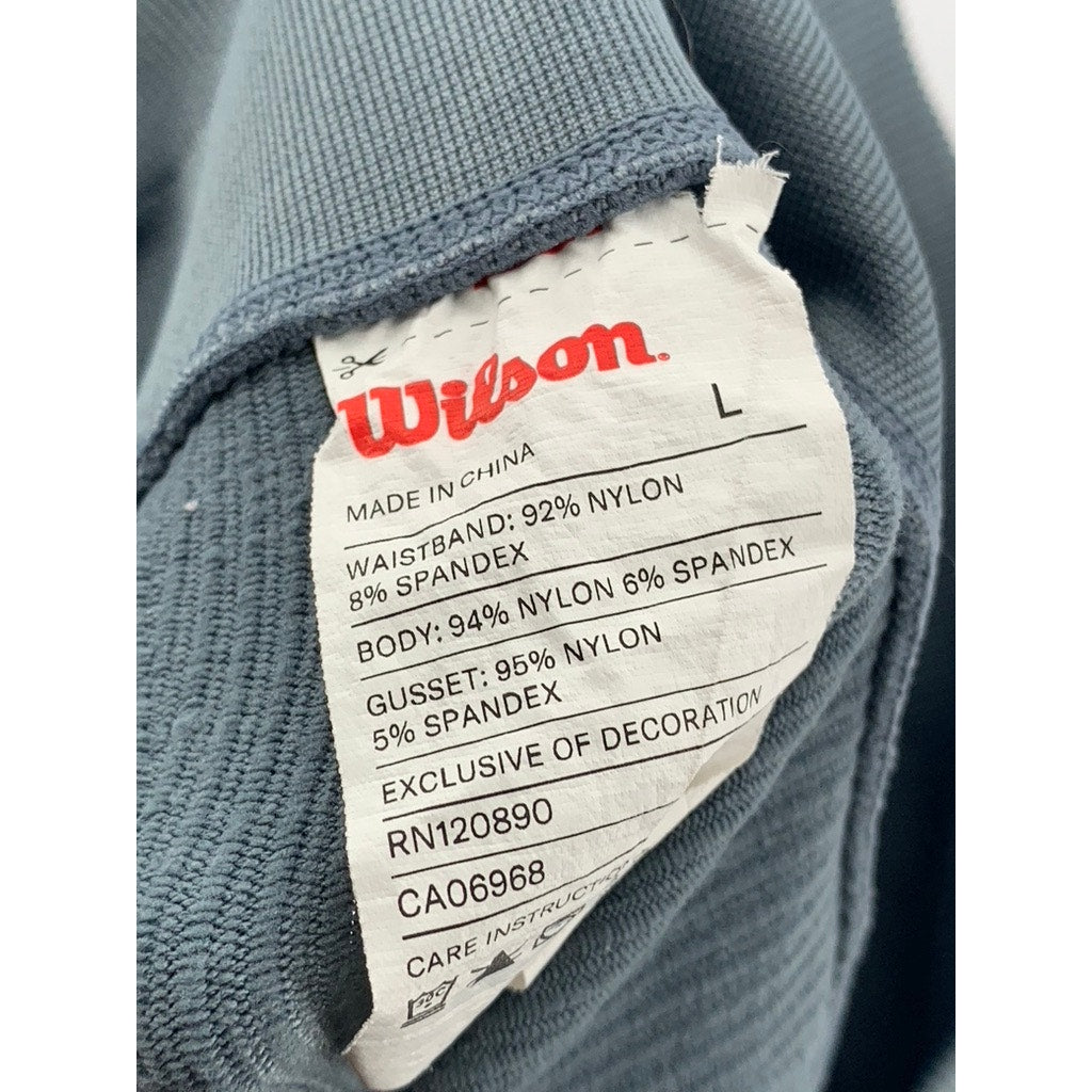 WILSON Women's Gray Ribbed Stretch Pull-On Seamless High-Rise Bike Shorts SZ L