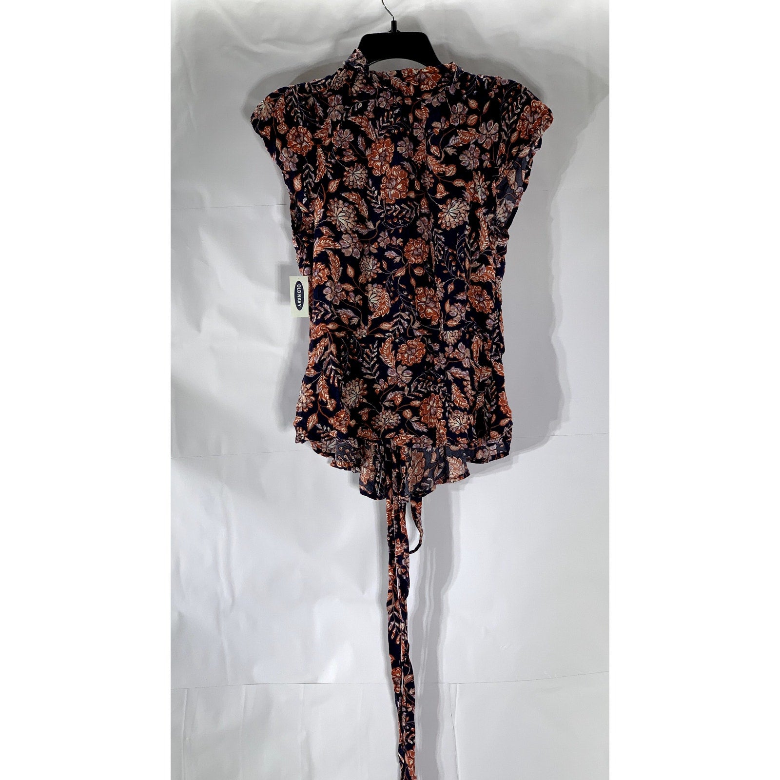 OLD NAVY Women's Navy Floral Ruffle Short Sleeve Wrap Top SZ S