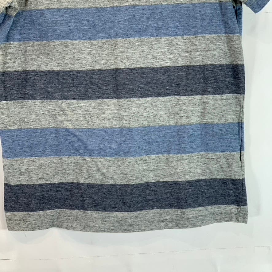 ABERCROMBIE & FITCH Men's Gray/Blue Striped V-Neck Short Sleeve Shirt SZ S