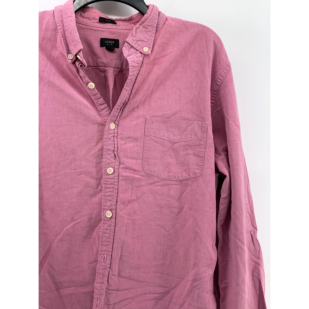 J. CREW Men's Red Textured Slim-Fit Long Sleeve Button-Up Oxford Shirt SZ XL