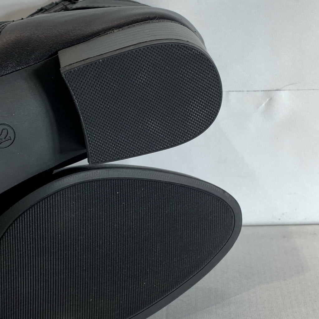 KAREN SCOTT Women's Black Faux-Leather Nadine Almond-Toe Block-Heel Bootie SZ7.5