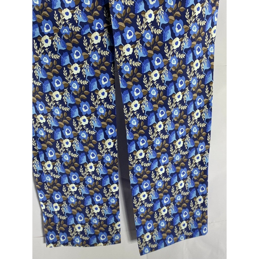 J. MCLAUGHLIN Women's Blue/Brown Printed Masie Pull-On Ankle Pant SZ 8