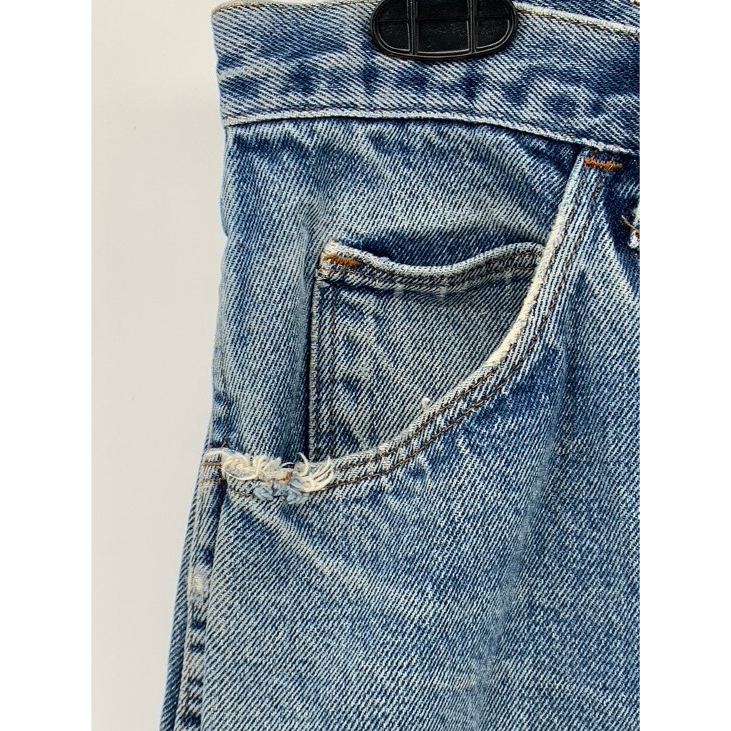 RUSTLER Men's Blue Vintage Denim Distressed Straight-Leg Jeans SZ 38X30