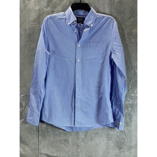 CHARLES TYRWHITT Men's Blue Gingham Slim-Fit Non-Iron Button-Up Shirt SZ S